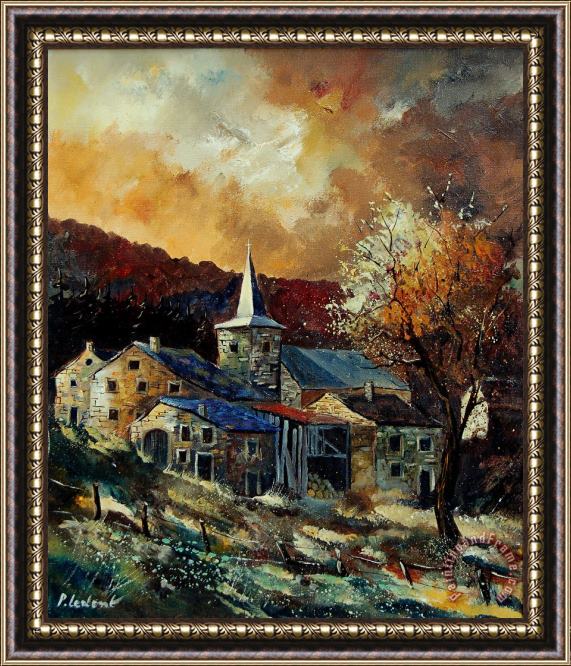 Pol Ledent A village in Autumn Framed Painting