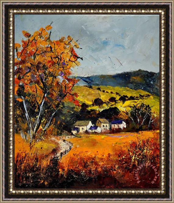Pol Ledent Autumn and village Framed Painting