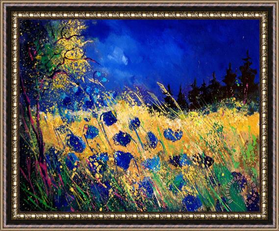 Pol Ledent Blue Poppies 459070 Framed Painting