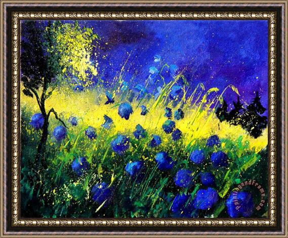 Pol Ledent Blue Poppies Framed Painting