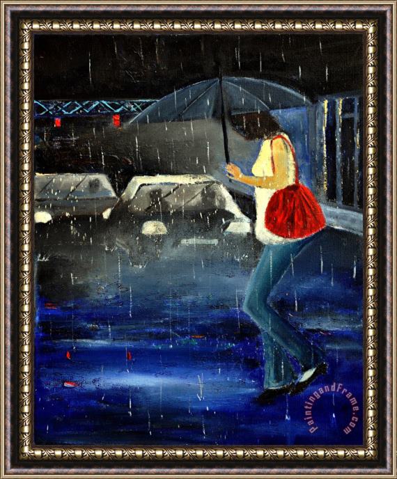 Pol Ledent In The Rain Framed Print