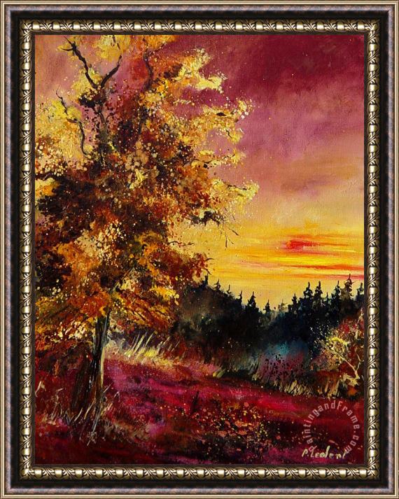 Pol Ledent Old oak at sunset Framed Painting