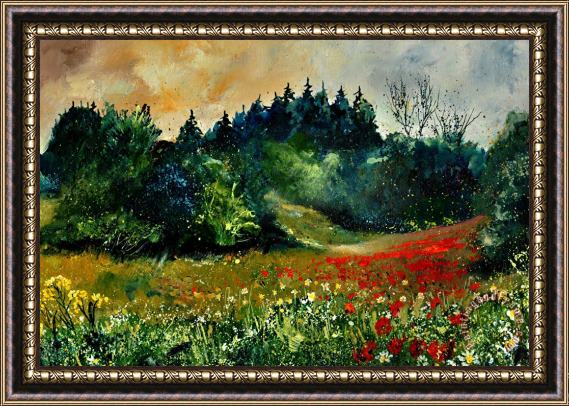 Pol Ledent Poppies in Houroy Framed Painting