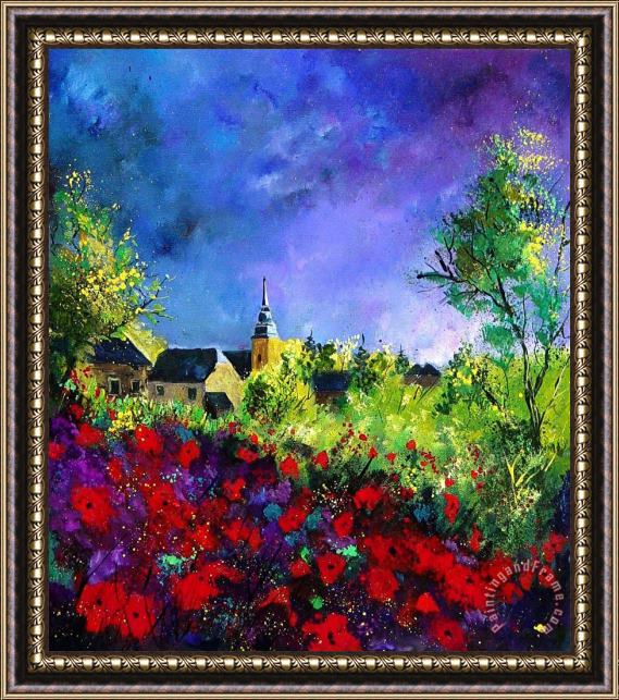 Pol Ledent Poppies in villers Framed Painting