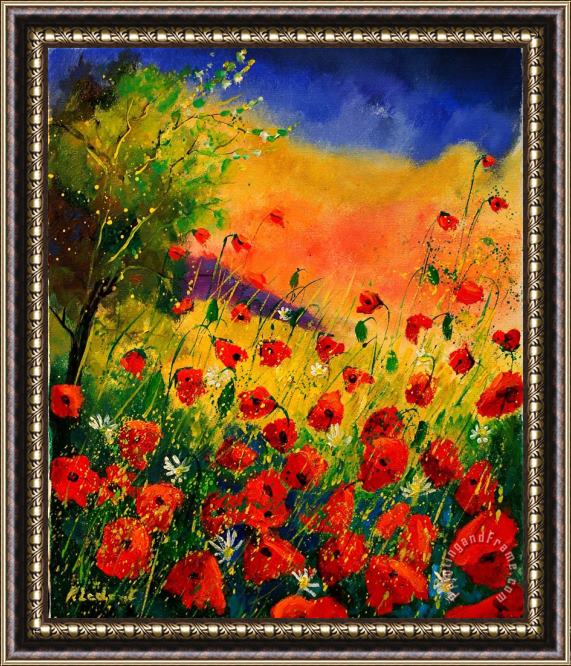 Pol Ledent Red Poppies 451 Framed Painting