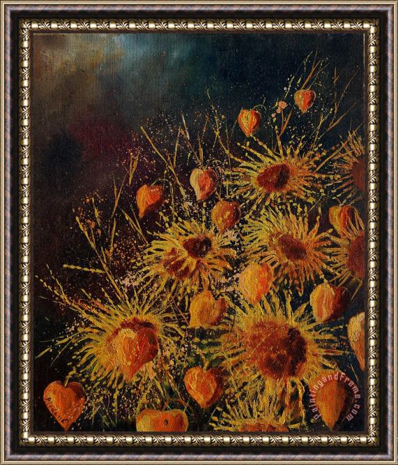 Pol Ledent Sun flowers and physialis Framed Print