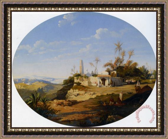 Prosper Marilhat View of Cairo Framed Painting