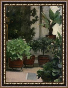 Around The Corner Framed Prints - Corner of My Garden by Ramon Casas