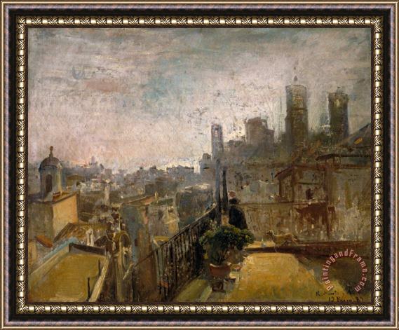 Ramon Marti Alsina View of Barcelona From a Rooftop in Riera De Sant Joan Framed Print