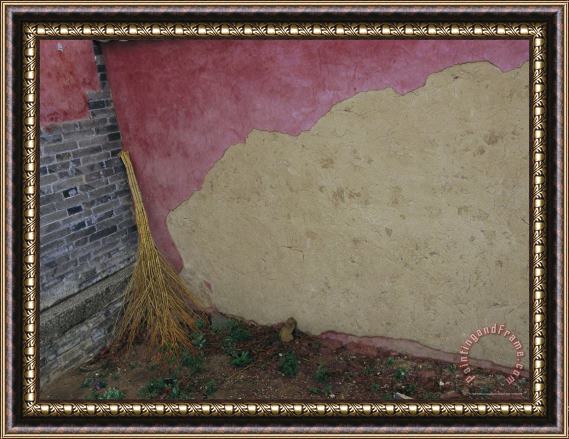 Raymond Gehman A Hand Made Broom Propped Against The Miao Fengshan Buddhist Temple Framed Painting