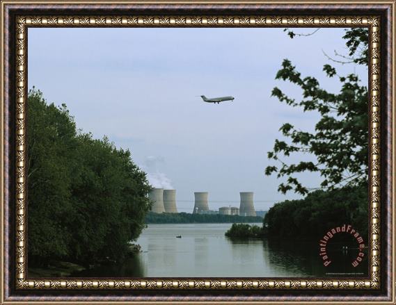Raymond Gehman A Plane Flys Over Three Mile Island And The Susquehanna River Framed Painting