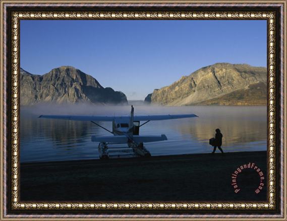 Raymond Gehman A Seaplane Gets Ready for Take Off From The Shoreline of Cli Lake Framed Painting