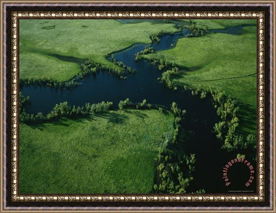 Raymond Gehman Aerial View of North Stone Lake in The Wetland Area Framed Print