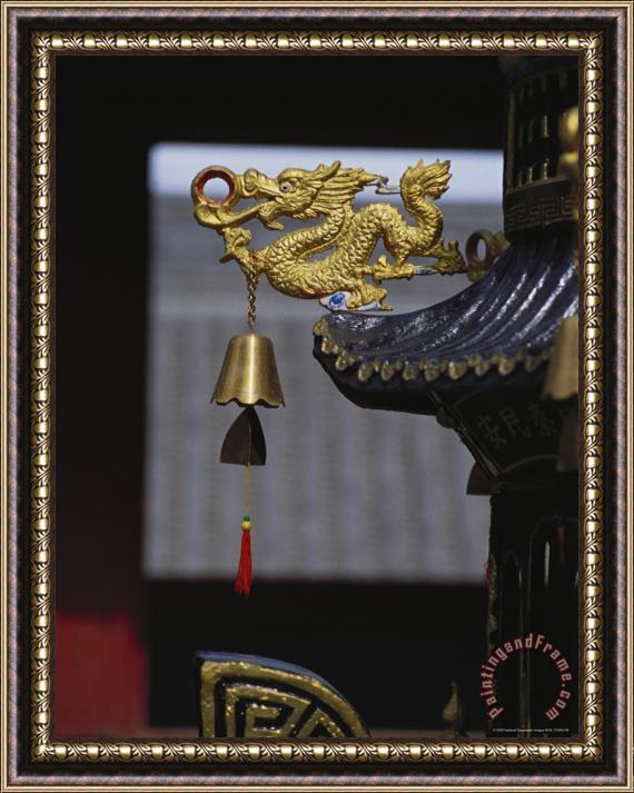 Raymond Gehman An Ornate Bell Decorates The Yunju Temple in Beijing Framed Painting