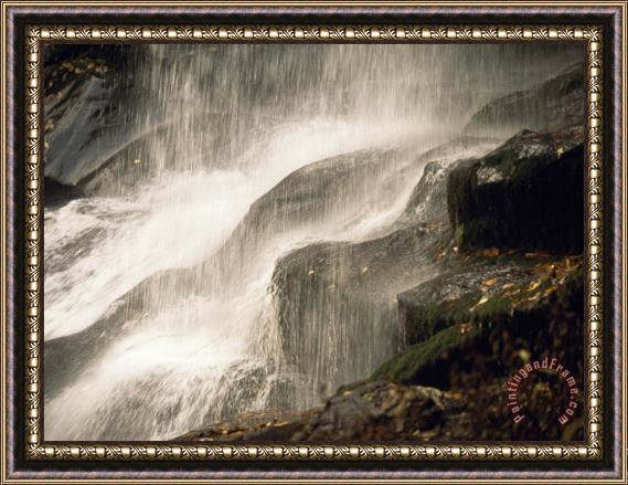 Raymond Gehman At The Base of Scenic Dry Falls Water Cascading Over Rocks Framed Painting