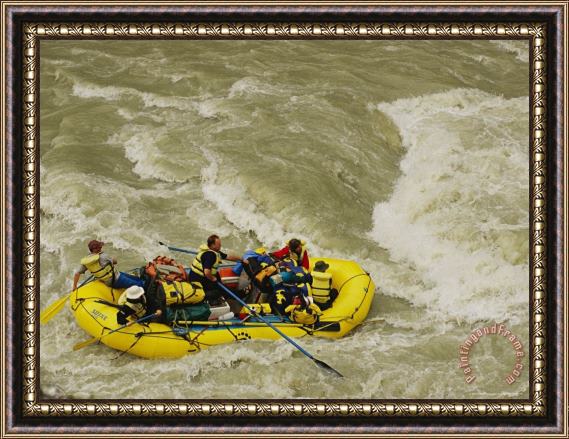 Raymond Gehman Box Canyon Rapids Along British Columbias Taku River Thrills a Group of Rafters Framed Painting