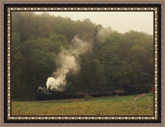 Raymond Gehman Cass Scenic Railroad Running Along The Edge of a Forest Framed Painting