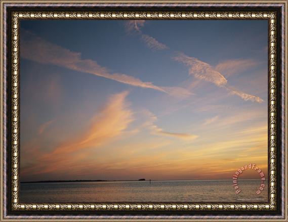 Raymond Gehman Clouds Crisscross The Sky at Twilight on The Gulf of Mexico Framed Painting