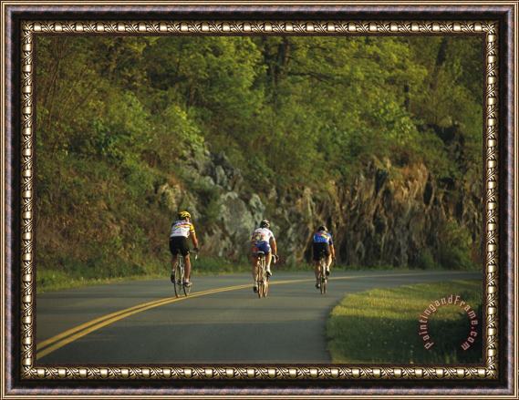 Raymond Gehman Cycling on The Blue Ridge Parkway Framed Print