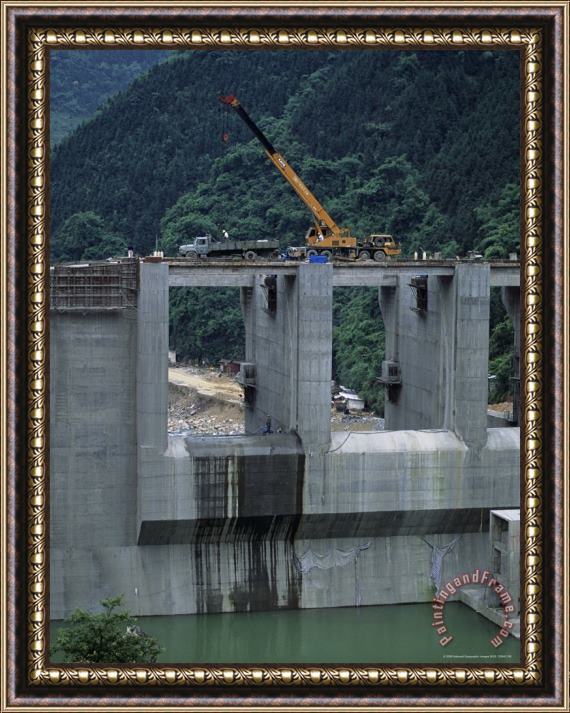 Raymond Gehman Dam Project Construction Yang River Canyon Shaoguan Area Framed Painting