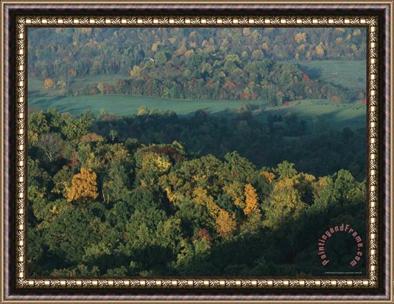 Raymond Gehman Farmlands And Forest Near Luray As Seen From Skyline Drive Framed Painting