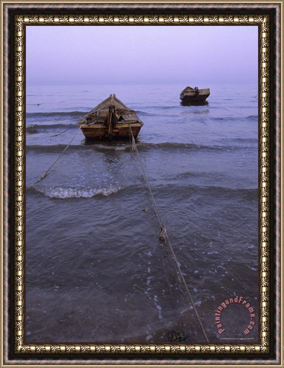 Raymond Gehman Fishermen Moor Their Boats Bohai Sea Twilight Qinhuangdao China Framed Painting