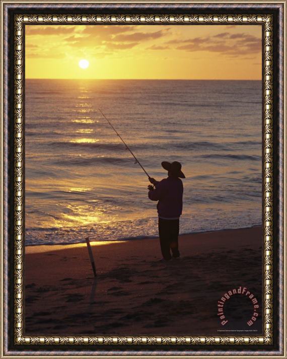 Raymond Gehman Fishing at Sunrise Framed Print