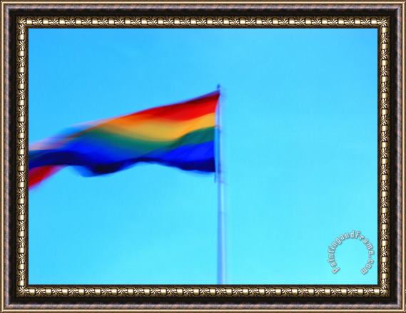 Raymond Gehman Gay Pride Rainbow Flag in Castro Area of San Francisco Framed Print