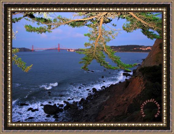 Raymond Gehman Golden Gate Bridge Seen From Legion of Honor Mile Rock Beach Area Framed Painting