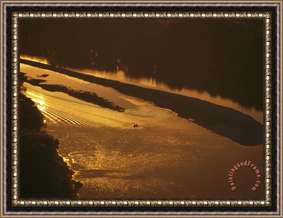 Raymond Gehman Golden Sunlight Reflected on The Surface of The Susquehanna River Framed Print