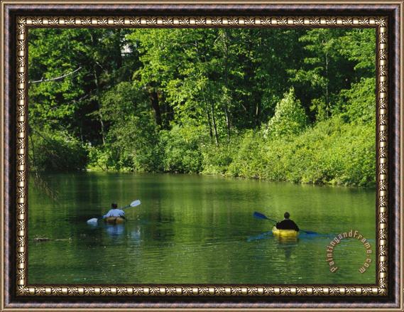 Raymond Gehman Kayakers Paddle in The Headwaters of The Susquehanna River Framed Print
