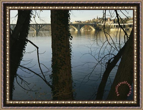 Raymond Gehman Key Bridge Over The Potomac River Viewed From Roosevelt Island Framed Painting