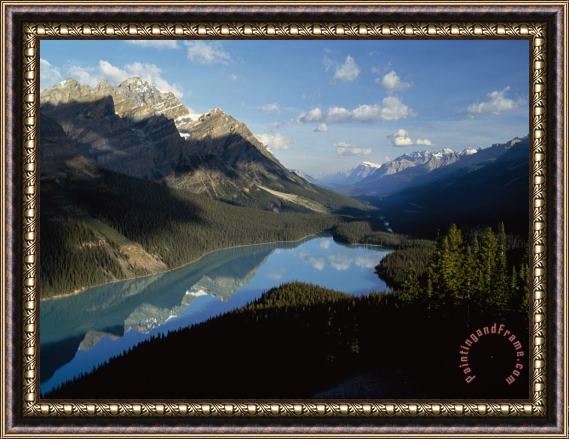 Raymond Gehman Mountain Peaks Reflect in Peyton Lake Banff National Park Alberta Canada Framed Painting