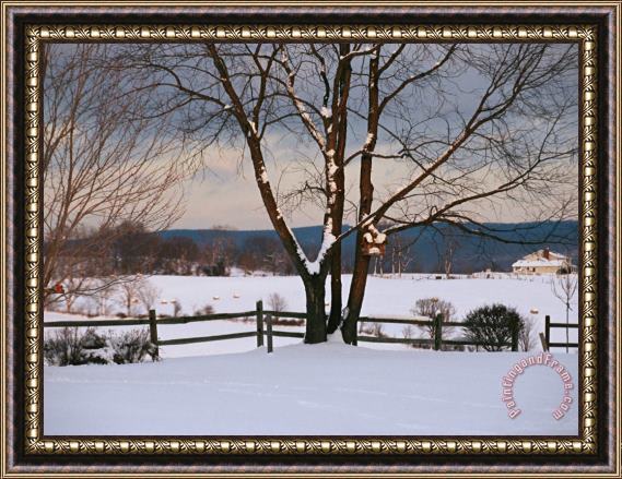 Raymond Gehman Pastoral View of a Farm Covered in Snow Framed Print