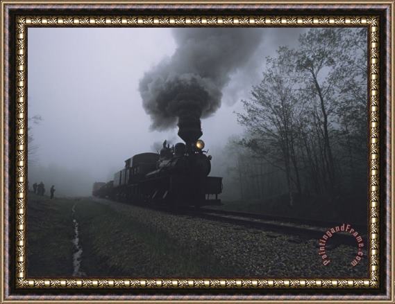 Raymond Gehman People Wait to Board The Cass Scenic Railroad on a Foggy Morning Framed Painting
