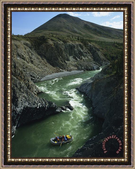 Raymond Gehman Rafters Come Safely Through Rapids Near Sheep Creek Framed Painting