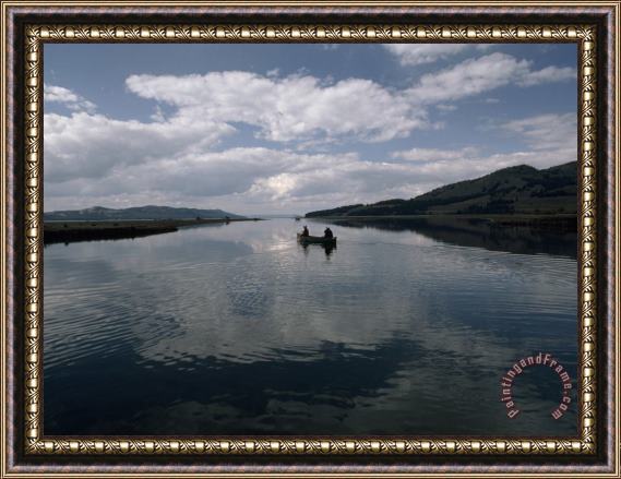 Raymond Gehman Serene Waters of The Southeast Arm of Yellowstone Lake Invite Quiet Canoeing Framed Print