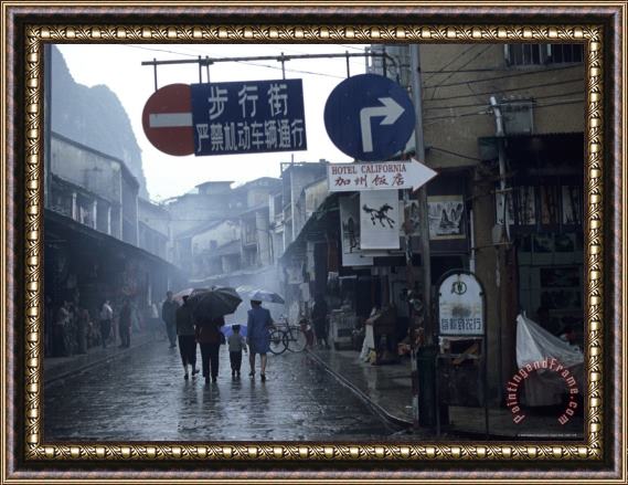 Raymond Gehman Street Scene Town of Yangshuo Near Guilin Guangxi China Framed Painting