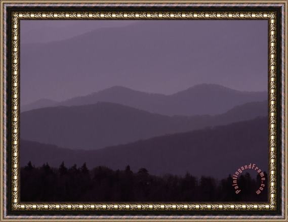 Raymond Gehman Sunset View Across Mountain Ridges From Atop Clingman S Dome Framed Print