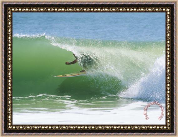 Raymond Gehman Surfer Shoots The Curl Cape Hatteras National Seashore North Carolina Framed Print