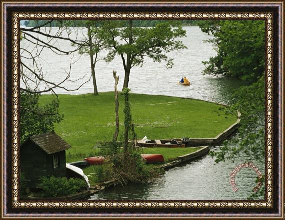 Raymond Gehman The Headwaters of The Susquehanna River at Otsego Lake Framed Painting