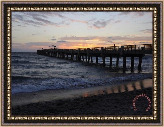 Raymond Gehman The Sun Rises Over an Atlantic Ocean Pier Framed Painting