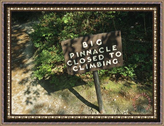 Raymond Gehman Trail Closing Sign Along The Jomeokee Trail Framed Painting