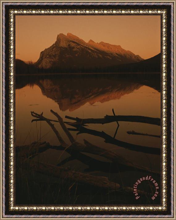 Raymond Gehman Vermilion Lakes at Sunset with Mount Rundle in The Background Framed Print