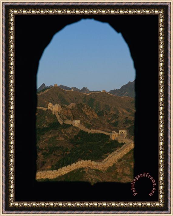 Raymond Gehman View of The Great Wall Through a Window Framed Print