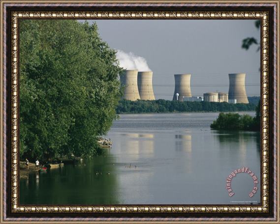 Raymond Gehman View of Three Mile Island Nuclear Reactor on The Susquehanna River Framed Painting
