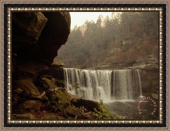 Raymond Gehman Water Rushing Over a Rocky Ledge at Cumberland Falls Framed Print