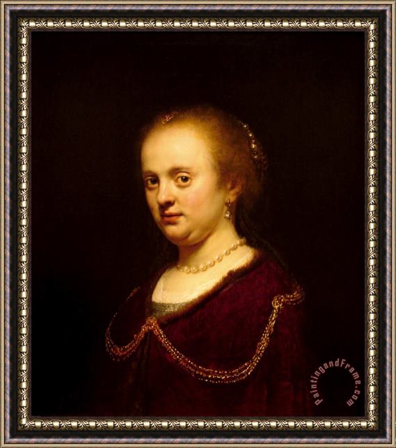Rembrandt Harmensz van Rijn Retrato De Mujer Joven Framed Print
