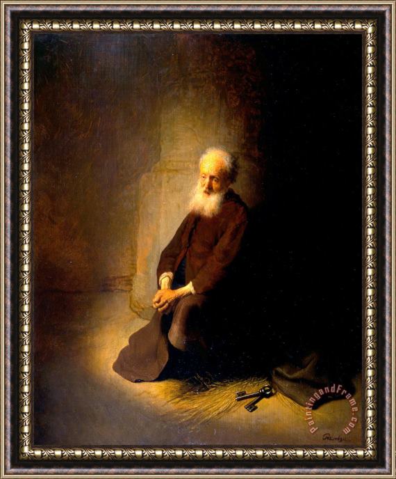Rembrandt Harmensz van Rijn St. Peter in Prison (the Apostle Peter Kneeling) Framed Painting
