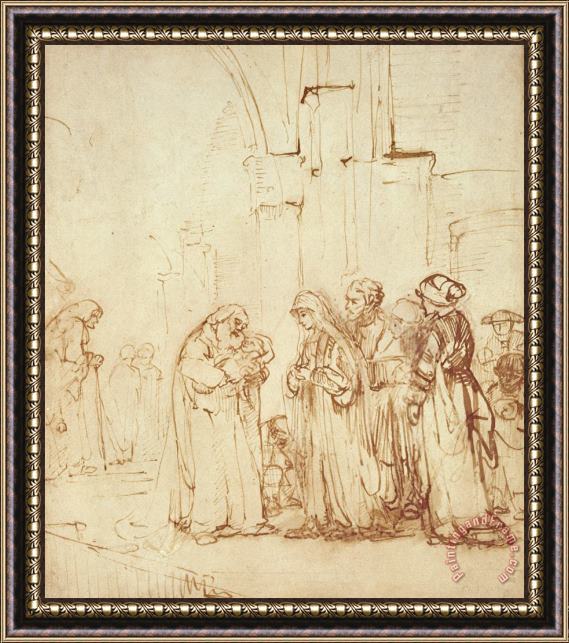 Rembrandt Harmenszoon van Rijn Simeon And Jesus In The Temple Framed Print